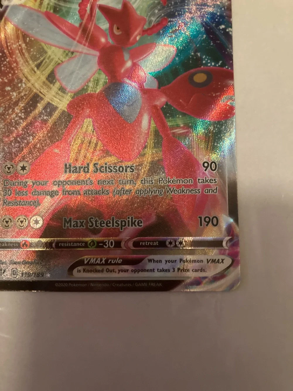 Pokemon Scizor VMAX Holo Card - Red, Silver, Pink, Black
